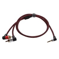 Cable divisor en Y de 90 grados, 3,5mm, AUX a 2 RCA, duradero y práctico, conector en ángulo recto, línea de audio para PC, amplificador de teléfono móvil, altavoz