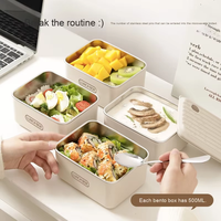 Boîte à lunch en acier inoxydable 304 de qualité alimentaire, récipient isotherme compatible micro-ondes, ensemble de boîtes bento avec sac à lunch