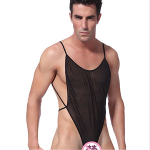 Body de malla transparente para hombre, negro, con entrepierna abierta, tanga, ropa exótica para baile y espectáculos - Product Image 5