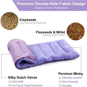 Compresse Chauffante Micro-ondable Humide Multi-usages <span class=keywords><strong>aux</strong></span> Graines <span class=keywords><strong>de</strong></span> Lin – Chaud/Froid pour Soulager les Crampes, les Douleurs Musculaires, du Cou et des Épaules - Product Image 3