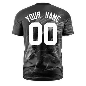 Maglietta personalizzata da uomo in poliestere con grafica feroce <span class=keywords><strong>aquila</strong></span> abbigliamento sportivo sublimato oversize Top con nome della squadra e stampa numero - Product Image 5