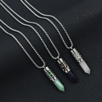 Pendentif en pierre naturelle et cristal, en acier inoxydable, spirale ajourée, boîte à parfum pour huiles essentielles, collier