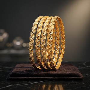 Oro Joyeria Luxury Gold-<b>Filled</b> Brass Bangles Traditional Style Fashion Bracelets with Dye Gold Finish - Product Image 4
