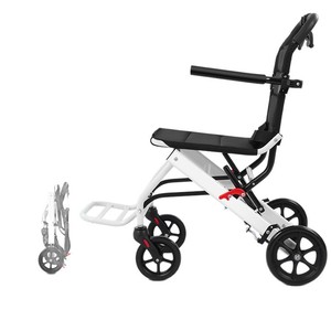 Fauteuil roulant léger pliable en alliage d'aluminium pour personnes âgées, utilisation portable en voyage, siège confortable avec système de freinage - Product Image 2