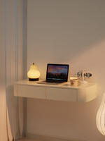 Commode artistique en bois massif de style nordique avec suspension murale, finition crème pour chambre à coucher
