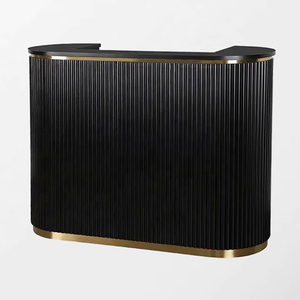 Mostrador de Recepción Curvo, Mostrador de Servicio para Peluquería, Mostrador de Caja Negro, Mostrador Especial para Tiendas de Belleza - Product Image 1