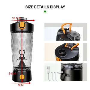 Fonwhy personalizado USB recargable Fitness deportes eléctrico para botella de coctelera polvo de proteína automático para mezcla de suero de leche plástico - Product Image 2
