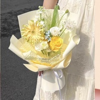 Kertas Pembungkus Buket Warna Solid Tahan Air Gaya Korea Kertas Ouya Perlengkapan Florist Kertas Pembungkus Bunga Grosir