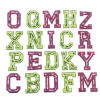 Nouvel Arrivage Patch en tissu chenille thermocollant à motif léopard et lettres anglaises (A-Z), avec strass brodés, écologique