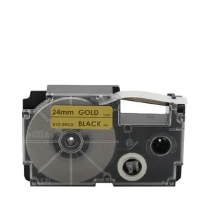 BYZ-24GD 24mm x 8m zwart op goud compatibel label tape gebruikt voor Casio ez-label printer