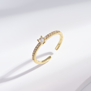 custom plata 925 <b>sterling</b> <b>Silver</b> Minimalist Yellow Gold Plated <b>ring</b> <b>adjustable</b> wedding small cheap zircon summer stacking <b>rings</b> - Product Image 1