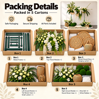 Arche de mariage en soie personnalisable, durable, faite à la main, avec décoration florale blanche et verte, pour fête, salon, photomaton, cérémonie, toile de fond