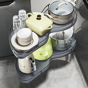 HNOSS Panier de cuisine coulissant pour <span class=keywords><strong>armoire</strong></span> de rangement Organisateur à fermeture en douceur 2 couches Magic Corner - Product Image 2