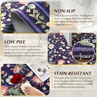 Tapis floral vintage grand format violet et bleu, résistant aux taches, facile d'entretien, lavable, antidérapant, pour salon, chambre d'enfant, décoration intérieure