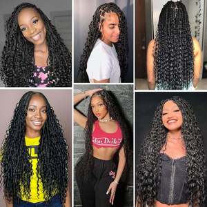 <span class=keywords><strong>Extensiones</strong></span> de Cabello Humano Virgen 12A Ondulado Profundo Estilo Boho Indio, Cabello a Granel sin Procesar con Cutícula Alineada para Trenzas - Product Image 6