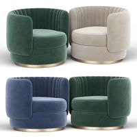 Fauteuil pivotant moderne avec revêtement en velours confortable, base en métal, pour salon ou hôtel, pour utilisation en appartement