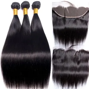 Peruvian Hair 100% Virgin Frontals With Baby Hair Human Lace Closure 360 Lace Frontal With 10a 12a Human Brazilian Hair Bundles