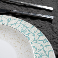 P&T Ensemble d'assiettes de présentation coupes en porcelaine fine légère avec bordure argentée, vaisselle de luxe pour hôtels et restaurants, vente en gros