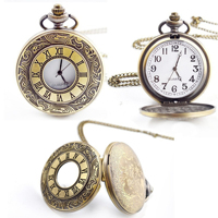 Relojes de Cuarzo Vintage, Reloj de Bolsillo Antiguo con Cadena para Hombre y Mujer, Relojes de Estilo Antiguo, Accesorios de Vestir con Números Romanos