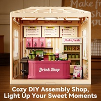 Kit de construction DIY Mini Café & Pâtisserie avec lumières LED, en plastique, échelle 1:24, façade de magasin commercial, jouet éducatif pour enfants et amateurs