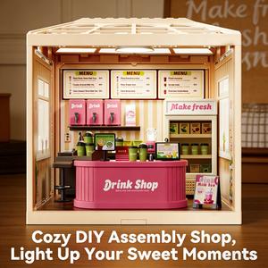 Kit de construction DIY Mini Café & Pâtisserie avec lumières LED, vitrine commerciale, jouet éducatif pour enfants et amateurs - Product Image 2