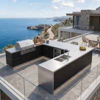 Cuisine extérieure modulaire de style européen en acier inoxydable 304, armoire de cuisine extérieure résistante à l'humidité pour cour et jardin