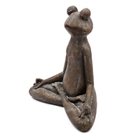 30,5x16,5x34,3 cm Braune Magnesium-Yoga-Frosch-Figur in Lotus-Position mit Goldakzenten