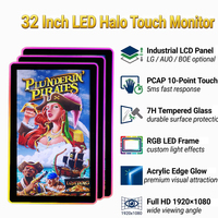 Nuevo Producto OEM, Monitor de Pantalla Táctil Capacitiva de 32 Pulgadas con Halo LED, Monitor de Juegos con Pantalla LED para Máquinas de Juegos de Habilidad