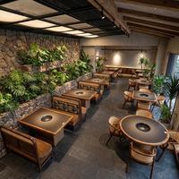 Tables et chaises de restaurant pour hotpot, mobilier commercial, sièges en banquette avec tables de cuisson sans fumée – Vente chaude