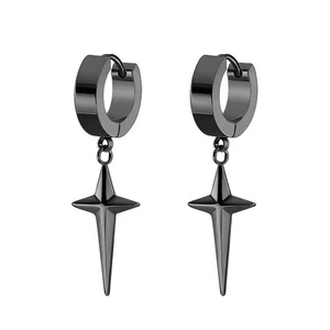 Star Shape <b>Clip</b>-on Earrings Stainless Steel For Men And Women Simple Style No Piercing Required Fashion Jewelry - Product Image 2