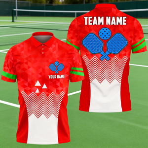 T-shirt de pickleball personnalisé à col polo pour homme, uniforme sportif de haute qualité, séchage rapide, manches courtes, vêtements de pickleball - Product Image 1