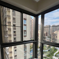 Fenêtres panoramiques en alliage d'aluminium insonorisées avec verre trempé, battantes et oscillo-battantes, pour villa minimaliste