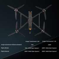 Drone FPV 10 pouces à charge utile lourde, VTX 5.8G 3W, caméra servo, distance de vol 10km, F405 BL32 4IN1 6S 60A