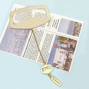 Hoogwaardige gepersonaliseerde logo vergulde eenvoudige metalen bladwijzer, op maat gemaakte luxe metalen bladwijzers - Product Image 3