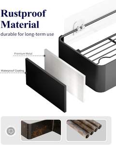 Paquete de 2 estantes organizadores de metal impermeables y adhesivos para ducha, montados en la pared, resistentes al óxido, <span class=keywords><strong>sin</strong></span> necesidad de taladrar. - Product Image 3