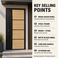 Porte d'entrée extérieure en acier à grain de bois personnalisé, style traditionnel classique, taille et couleur sur mesure pour maison ancienne ou villa