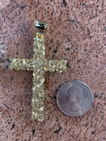 DUYIZHAO Nouvelle Arrivée Pendentif Croix de Jésus Hip Hop pour Hommes, Plaqué Or 14 carats, Bijou Religieux Tendance