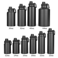 Gourde isotherme à double paroi en acier inoxydable à large ouverture avec plus de 50 options de couvercles, personnalisable, pour le sport, le camping, anti-fuite, sans BPA