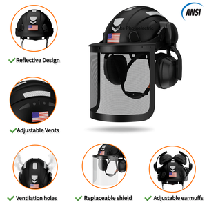 Kit de <span class=keywords><strong>casco</strong></span> de bosque DEKE, <span class=keywords><strong>casco</strong></span> duro de <span class=keywords><strong>motosierra</strong></span> con orejeras y escudo, <span class=keywords><strong>casco</strong></span> de seguridad con visera transparente para faciales de PC - Product Image 2