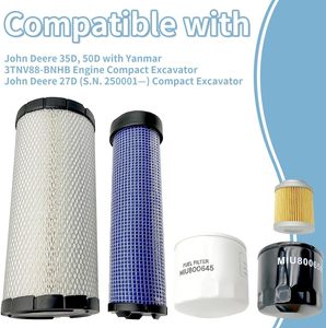 Kit de Filtro de Mantenimiento para Motores John 35D/50D Yanmar 3TNV88-BNHB, Cambio de Aceite para Excavadora Compacta (<span class=keywords><strong>S</strong></span>.N.) 250001) - Product Image 2