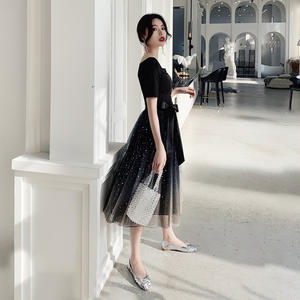 Nouvelle robe de bal de fin d'année pour femme, tenue de fête à épaules dénudées, couleur bordeaux/noir, Bling Bling dégradé, <span class=keywords><strong>2019</strong></span> - Product Image 1