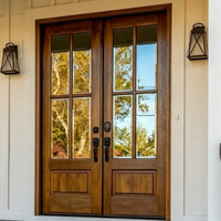Portes à battants en bois avec cadre composite aluminium-bois et triple vitrage, style moderne, design de gros pour la maison
