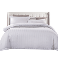 Literie d'hôtel simple Double reine roi 100% coton CVC 40S 3cm literie d'hôtel à rayures housse de couette ensemble de draps de lit