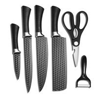7 pièces ensemble de couteaux antiadhésifs noirs 3CR13 poignée PP-ABS Chef trancheuse fruits en céramique éplucheur 2CR13 cisailles cadeau