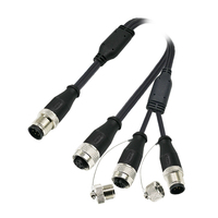 Conector de Cable Divisor en Y M12 de 8 Pines Macho/Hembra, Carcasa de Acero Inoxidable, Contactos de Aleación de Latón y Cobre, Impermeable IP67