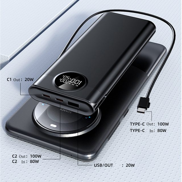 OEM/ODM Portable 20000mah High Capacity Power Banks 100w Fast Charge Smart Digital Display Long Lasting for Japan for iPhone