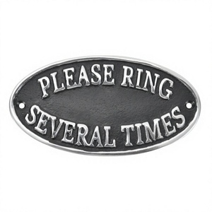 Wall Plaque Decorative Custom <b>Plate</b> Cast Aluminium Hand Cast Technique Please <b>Ring</b> Several Times Sign Black Coated Metal Plaque - Product Image 1