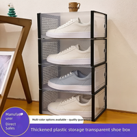 Grande boîte à chaussures transparente avec double renfort de cadre, haute protection contre la poussière, ventilation optimisée, boîte de rangement pour dortoir