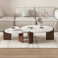 Table basse en marbre pour salon, meuble en terrazzo, table d'appoint ronde, ensemble de table basse