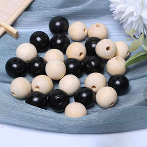 100Pcs 16mm <strong>Black</strong> Unfinished Wooden Loose Spacer <strong>Beads</strong> with 4mm Hole for Jewelry/ Garlands Making Home Decoration - Product Image 2